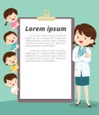 Smart female doctor and kids report