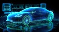 Smart futuristic car hologram HUD UI. Abstract virtual graphic touch user interface.Auto service concept.AI generated