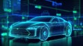 Smart futuristic car hologram HUD UI. Abstract virtual graphic touch user interface.Auto service concept. AI generated