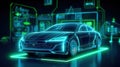 Smart futuristic car hologram HUD UI. Abstract virtual graphic touch user interface.Auto service concept. AI generated