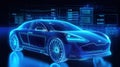 Smart futuristic car hologram HUD UI. Abstract virtual graphic touch user interface.Auto service concept. AI generated