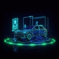 Smart futuristic car hologram HUD UI. Abstract virtual graphic touch user interface.Auto service concept. AI generated
