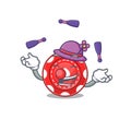 Smart gambling chips cartoon character design playing Juggling