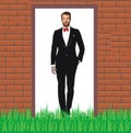 Smart gentleman art Illustration drawing Royalty Free Stock Photo