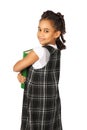 Smart girl with big green book Royalty Free Stock Photo