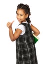 Smart girl with big green book Royalty Free Stock Photo