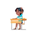 smart girl pupil want to answer on teacher question cartoon vector