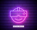 Smart glasses icon. VR Gamer, eSport neon text vector design template. Gaming neon logo, light banner design element colorful Royalty Free Stock Photo