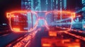Smart glasses overlaying digital data in future city Royalty Free Stock Photo