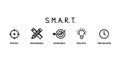 SMART goal icons. specific, measurable, achievable, realistic, time-related, Vector illustration, line color vector illustration Royalty Free Stock Photo