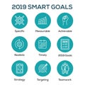 2019 SMART Goals Vector graphic with Smart goal keywords