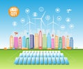 Smart green cities consume alternative natural energy sources with advanced intelligent services, and augmented reality Royalty Free Stock Photo