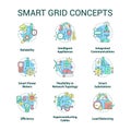 Smart grid concept icons set Royalty Free Stock Photo