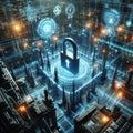 Smart Grid Cybersecurity A close up of a cybersecurity system pr Royalty Free Stock Photo
