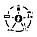 smart grid energy glyph icon vector illustration