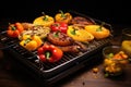 smart grill with a colorful assortment of peppers