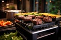 smart grill with a row of mouthwatering burger patties