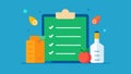 Smart Grocery List An illustration of a grocery list with animated digital elements including a checklist of Royalty Free Stock Photo