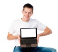 Smart guy with a laptop Royalty Free Stock Photo