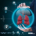 Smart hand showing human lungs Royalty Free Stock Photo