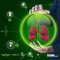 Smart hand showing human lungs Royalty Free Stock Photo