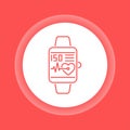 Smart hand watch color button icon. Heart rate measurement. Royalty Free Stock Photo