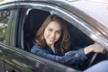 Beautiful woman is driving her car Royalty Free Stock Photo