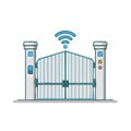 Smart home access control with wireless connection symbol. Security gate, fence illustration Royalty Free Stock Photo