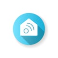 Smart home app blue flat design long shadow glyph icon Royalty Free Stock Photo