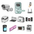 Smart home appliances cartoon icons in set collection for design. Modern household appliances vector symbol stock web
