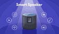 Smart home assistant. Iot speaker voice control sound signal command recognition, ai device connected internet hub Royalty Free Stock Photo