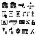 Smart home black vector icons on the white background. Royalty Free Stock Photo