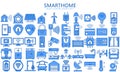 Smart home blue color icons set Royalty Free Stock Photo