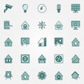 Smart home colorful icons set