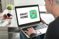 Smart home concept on a laptop screen Royalty Free Stock Photo