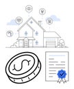 Smart Home Connected Systems with Cost and Certification Elements Highlighted Royalty Free Stock Photo