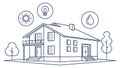Smart Home Connectivity Outline Illustration, vector design Generative AI Royalty Free Stock Photo