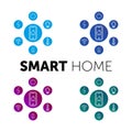 Smart home control concept. Concept home with technology system. Flat design style vector illustration. Royalty Free Stock Photo