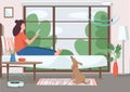Smart home control flat color vector illustration