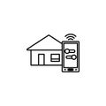 Smart home control mobile phone icon. Element of future technology icon for mobile concept and web apps. Thin line Smart home cont Royalty Free Stock Photo