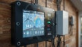 Smart Home Control Panel Displaying Energy Production and Consumption Data Royalty Free Stock Photo