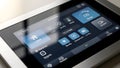 Smart Home Control Panel Interface on Tablet - Security, Lighting, Entertainment Royalty Free Stock Photo