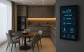 Smart home control panel in kitchen with security lighting temperature and appliance features for convenience and modern living Royalty Free Stock Photo