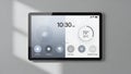 Smart Home Control Panel Tablet Showing Climate, Lighting, Security, Entertainment Royalty Free Stock Photo