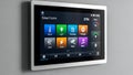 Smart Home Control Panel Touchscreen Display with Icons for Lighting, Music, Security, and Thermostat Royalty Free Stock Photo