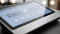 Smart Home Control Panel Touchscreen Interface with Icons for Temperature, Lights, Security Royalty Free Stock Photo