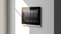 Smart Home Control Panel Touchscreen Mounted On Wall, Modern Technology for Home Automation Royalty Free Stock Photo