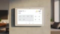 Smart Home Control Panel on Wall Thermostat, Lights, Security, Weather Display Royalty Free Stock Photo