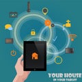 Smart home detectors control concept via tablet Royalty Free Stock Photo