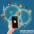 Smart home detectors controlling concept via phone Royalty Free Stock Photo